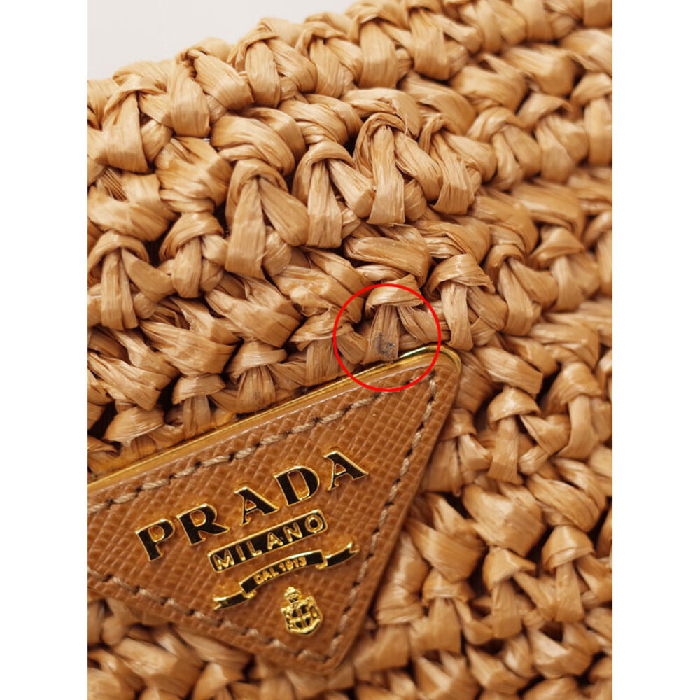 Prada Beige Raffia Tricot Tote Shoulder Bag Beige Tan - Picture 4 of 9